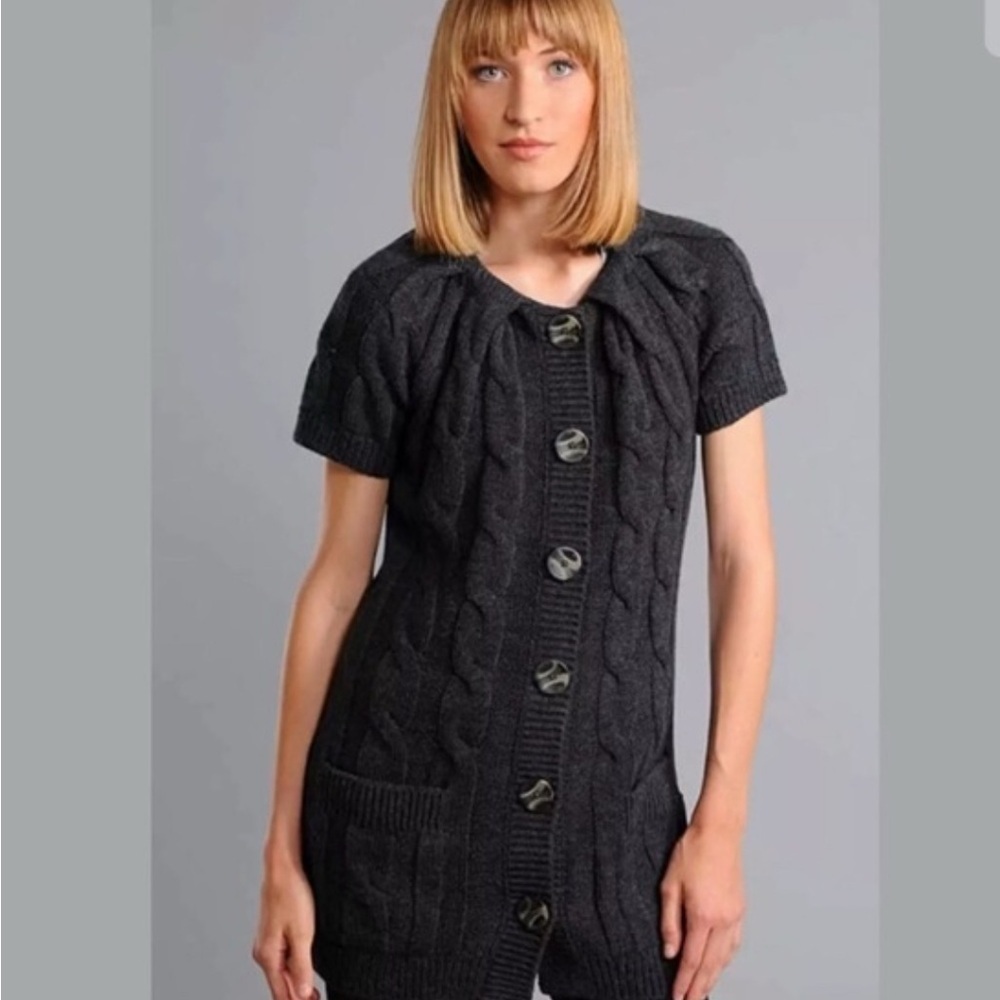 Vince small chunky alpaca button up sweater dress boho chic academia